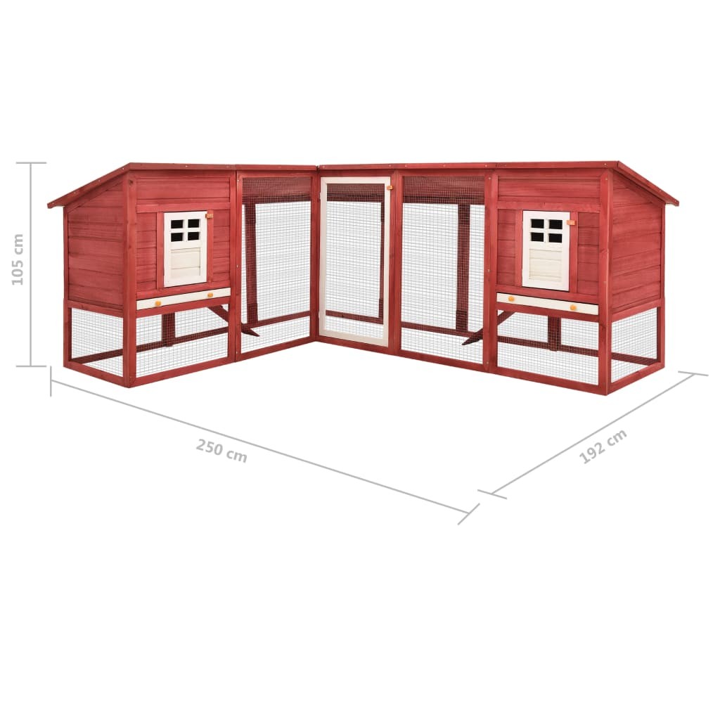Outdoor Rabbit Hutch with Run Red and White Solid Fir Wood